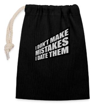 Date Mistakes Quote Logo - Closable cotton gift bag (14x20cm) - black - Front