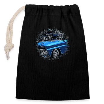 Voiture - Sac cadeau en coton avec cordon (14 x 20 cm) - noir - Devant