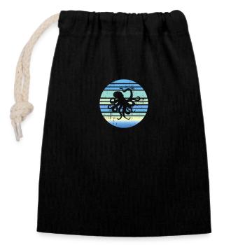 Octopus Marine Biologist - Closable cotton gift bag (14x20cm) - black - Front
