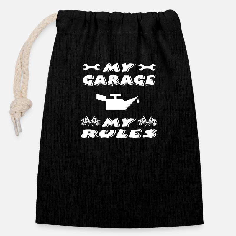 Car - Closable cotton gift bag (14x20cm) - black