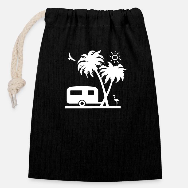 Camping - Closable cotton gift bag (14x20cm) - black