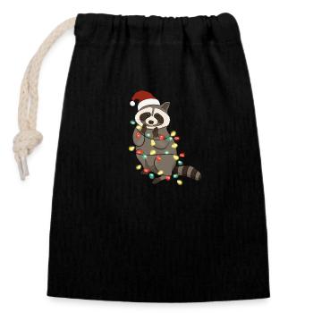 Lumières de Noël Raton laveur Noël - Sac cadeau en coton avec cordon (14 x 20 cm) - noir - Devant