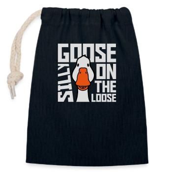 goose on the loose - Verschließbarer Geschenkbeutel aus Baumwolle (14x20cm) - Navy - Vorne