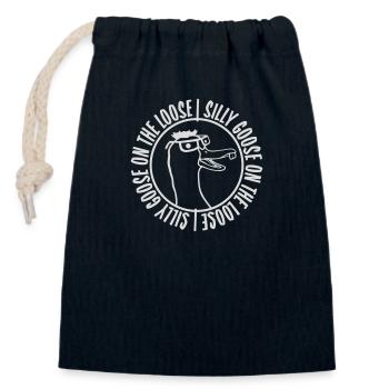 goose on the loose - Closable cotton gift bag (14x20cm) - navy - Front