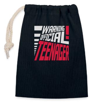 warning official teenage quote - Closable cotton gift bag (14x20cm) - navy - Front