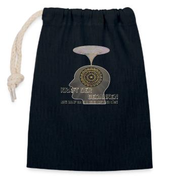 Power of thought - Closable cotton gift bag (14x20cm) - navy - Front