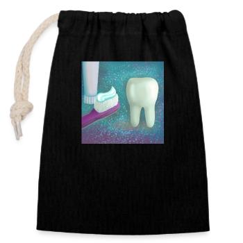 Dental health - Closable cotton gift bag (14x20cm) - black - Front