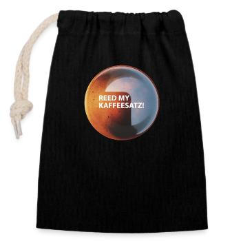 Coffee "Reed my Coffee Grounds" - Closable cotton gift bag (14x20cm) - black - Front