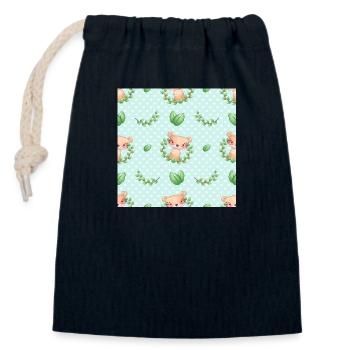 Cute Tiger Animal Pattern - Verschließbarer Geschenkbeutel aus Baumwolle (14x20cm) - Navy - Vorne