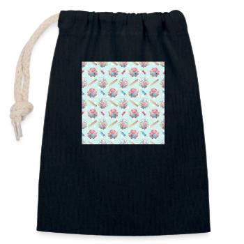 Cute Elephant Animal Pattern - Verschließbarer Geschenkbeutel aus Baumwolle (14x20cm) - Navy - Vorne