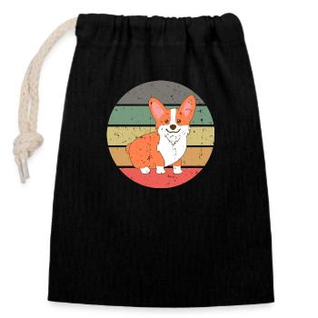 Amoureux des chiens Gallois Corgi Pembroke - Sac cadeau en coton avec cordon (14 x 20 cm) - noir - Devant