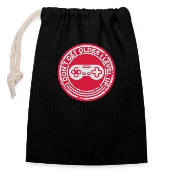 get older level up - Closable cotton gift bag (14x20cm) - black - Front