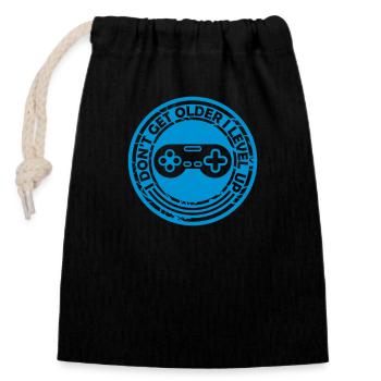 get older level up - Closable cotton gift bag (14x20cm) - black - Front