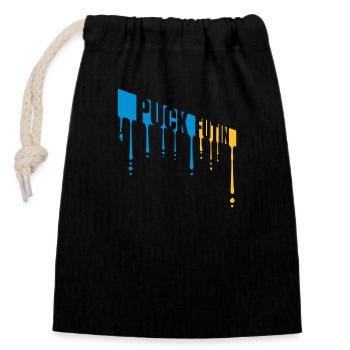 puck futin logo design - Closable cotton gift bag (14x20cm) - black - Front