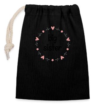 Big Sister - Closable cotton gift bag (14x20cm) - black - Front