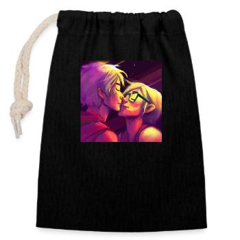 LGBT Queer kiss 🌈🌈 - Closable cotton gift bag (14x20cm) - black - Front