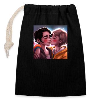 LGBT Queer kiss 🌈🌈 - Closable cotton gift bag (14x20cm) - black - Front