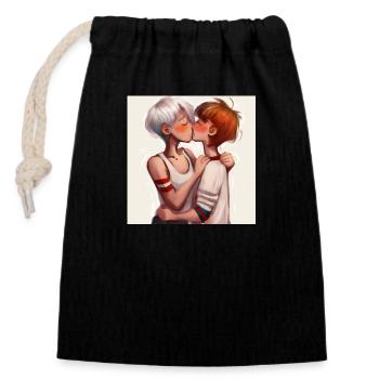 LGBT Queer kiss 🌈🌈 - Closable cotton gift bag (14x20cm) - black - Front