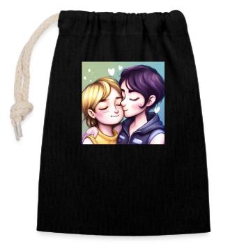 LGBT Queer kiss 🌈🌈 - Closable cotton gift bag (14x20cm) - black - Front
