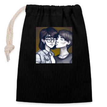 LGBT Queer kiss 🌈🌈 - Closable cotton gift bag (14x20cm) - black - Front