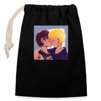 LGBT Queer kiss 🌈🌈 - Closable cotton gift bag (14x20cm) - black - Front