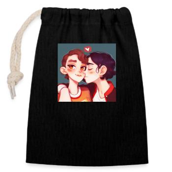 LGBT Queer kiss 🌈🌈 - Closable cotton gift bag (14x20cm) - black - Front