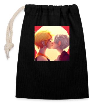 LGBT Queer kiss 🌈🌈 - Closable cotton gift bag (14x20cm) - black - Front