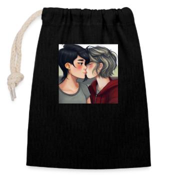 LGBT Queer kiss 🌈🌈 - Closable cotton gift bag (14x20cm) - black - Front