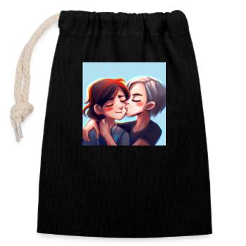 LGBT Queer kiss 🌈🌈 - Closable cotton gift bag (14x20cm) - black - Front