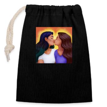 LGBT Queer kiss 🌈🌈 - Closable cotton gift bag (14x20cm) - black - Front
