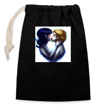 LGBT Queer kiss 🌈🌈 - Closable cotton gift bag (14x20cm) - black - Front