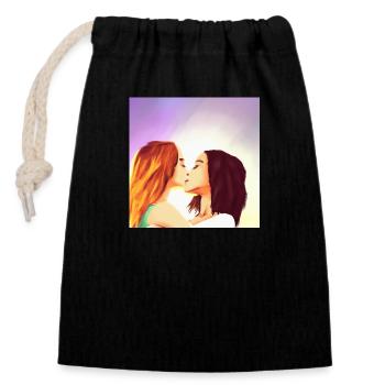 LGBT Queer kiss 🌈🌈 - Closable cotton gift bag (14x20cm) - black - Front
