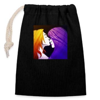LGBT Queer kiss 🌈🌈 - Closable cotton gift bag (14x20cm) - black - Front