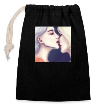 LGBT Queer kiss 🌈🌈 - Closable cotton gift bag (14x20cm) - black - Front