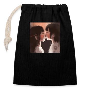 LGBT Queer kiss 🌈🌈 - Closable cotton gift bag (14x20cm) - black - Front