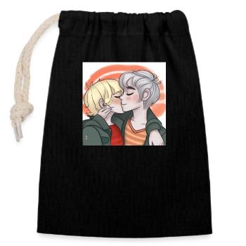 LGBT Queer kiss 🌈🌈 - Closable cotton gift bag (14x20cm) - black - Front