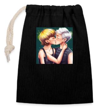 LGBT Queer kiss 🌈🌈 - Closable cotton gift bag (14x20cm) - black - Front