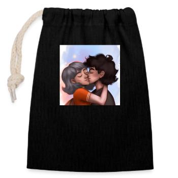 LGBT Queer kiss 🌈🌈 - Closable cotton gift bag (14x20cm) - black - Front