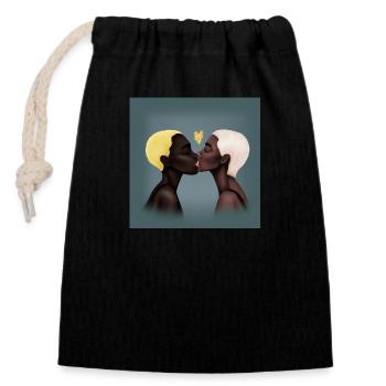 LGBT Queer kiss 🌈🌈 - Closable cotton gift bag (14x20cm) - black - Front