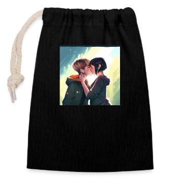 LGBT Queer kiss 🌈🌈 - Closable cotton gift bag (14x20cm) - black - Front