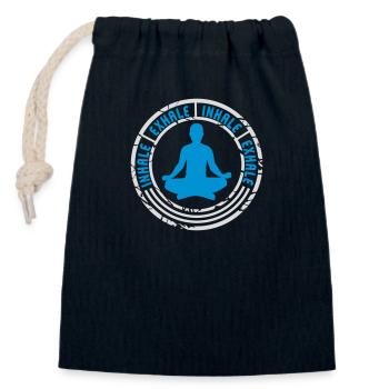 Inspirez expirez Yoga citation - Sac cadeau en coton avec cordon (14 x 20 cm) - bleu marine - Devant