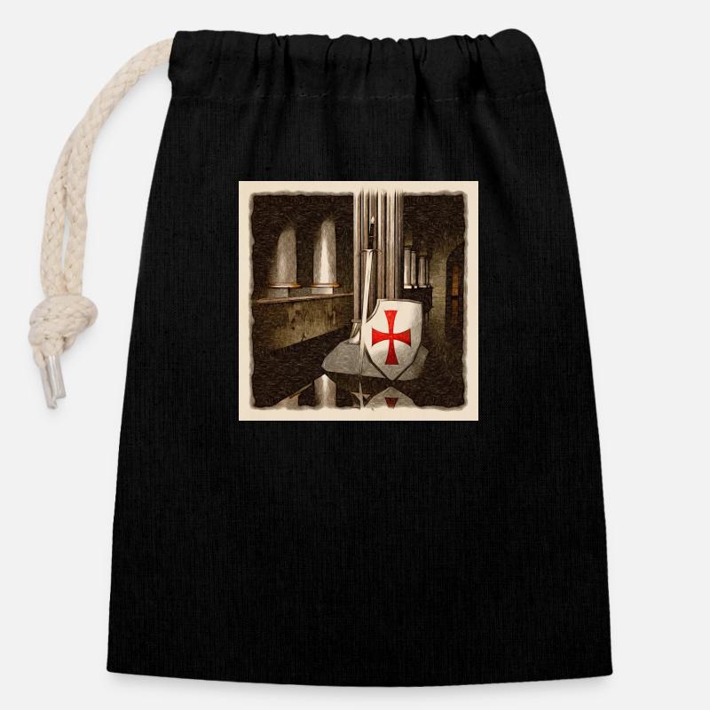Knights Templar - Closable cotton gift bag (14x20cm) - black