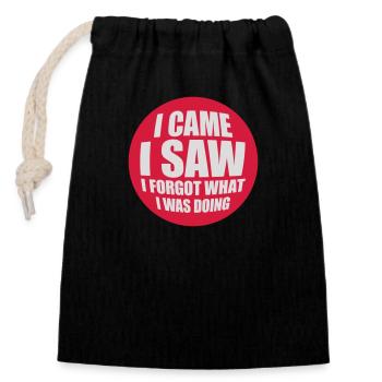 I came saw forget - Closable cotton gift bag (14x20cm) - black - Front