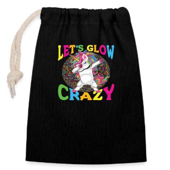 Unicorn Let s Glow Crazy - Verschließbarer Geschenkbeutel aus Baumwolle (14x20cm) - Schwarz - Vorne