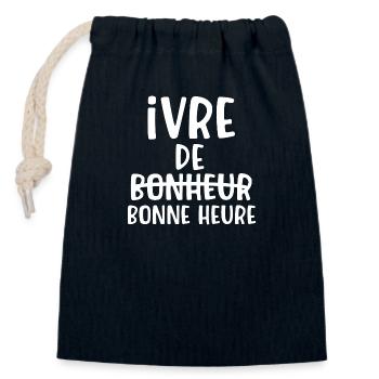 Ivre de bonne heure cadeau humour beauf alcool - Sac cadeau en coton avec cordon (14 x 20 cm) - bleu marine - Devant
