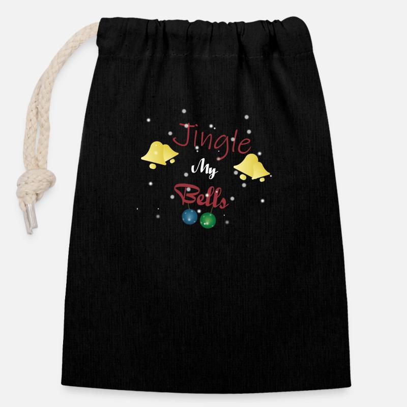 Jingle mes couilles - Sac cadeau en coton avec cordon (14 x 20 cm) - noir
