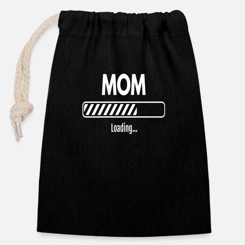 Mum loading mama mom - Closable cotton gift bag (14x20cm) - black