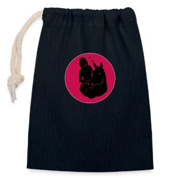 Horse girl love horse and woman - Closable cotton gift bag (14x20cm) - navy - Front