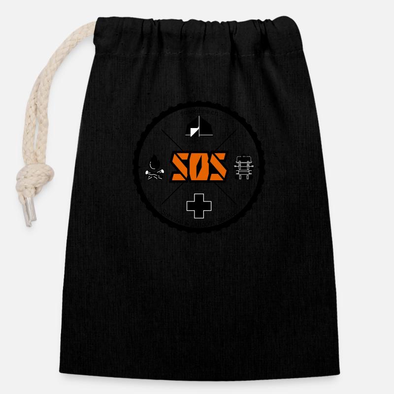 Logo SOS orange sans arrière-plan - Sac cadeau en coton avec cordon (14 x 20 cm) - noir