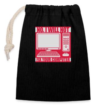 not fix your computer - Closable cotton gift bag (14x20cm) - black - Front
